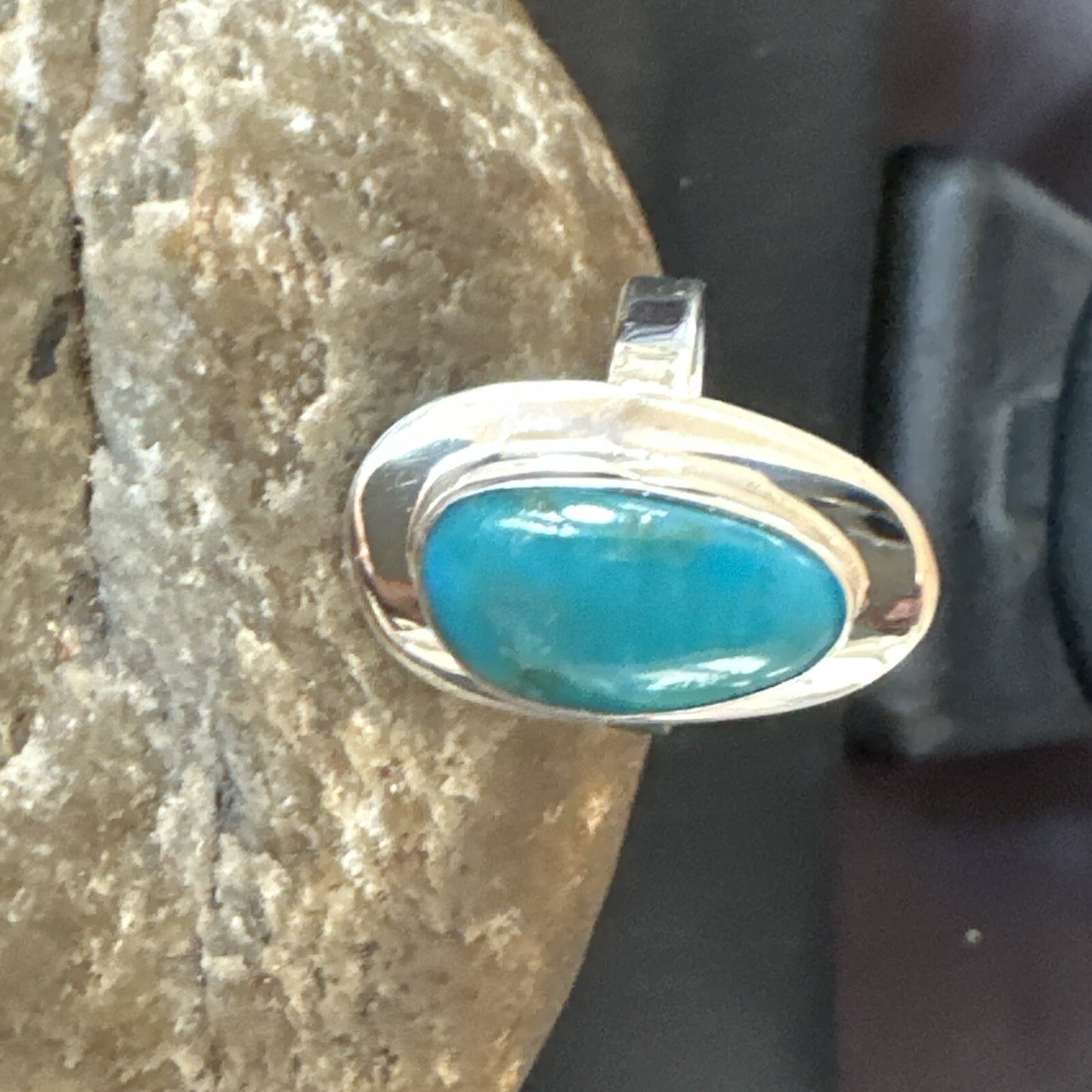 WoMens Sterling Silver Blue Kingman Turquoise Ring Size 8.5 17728