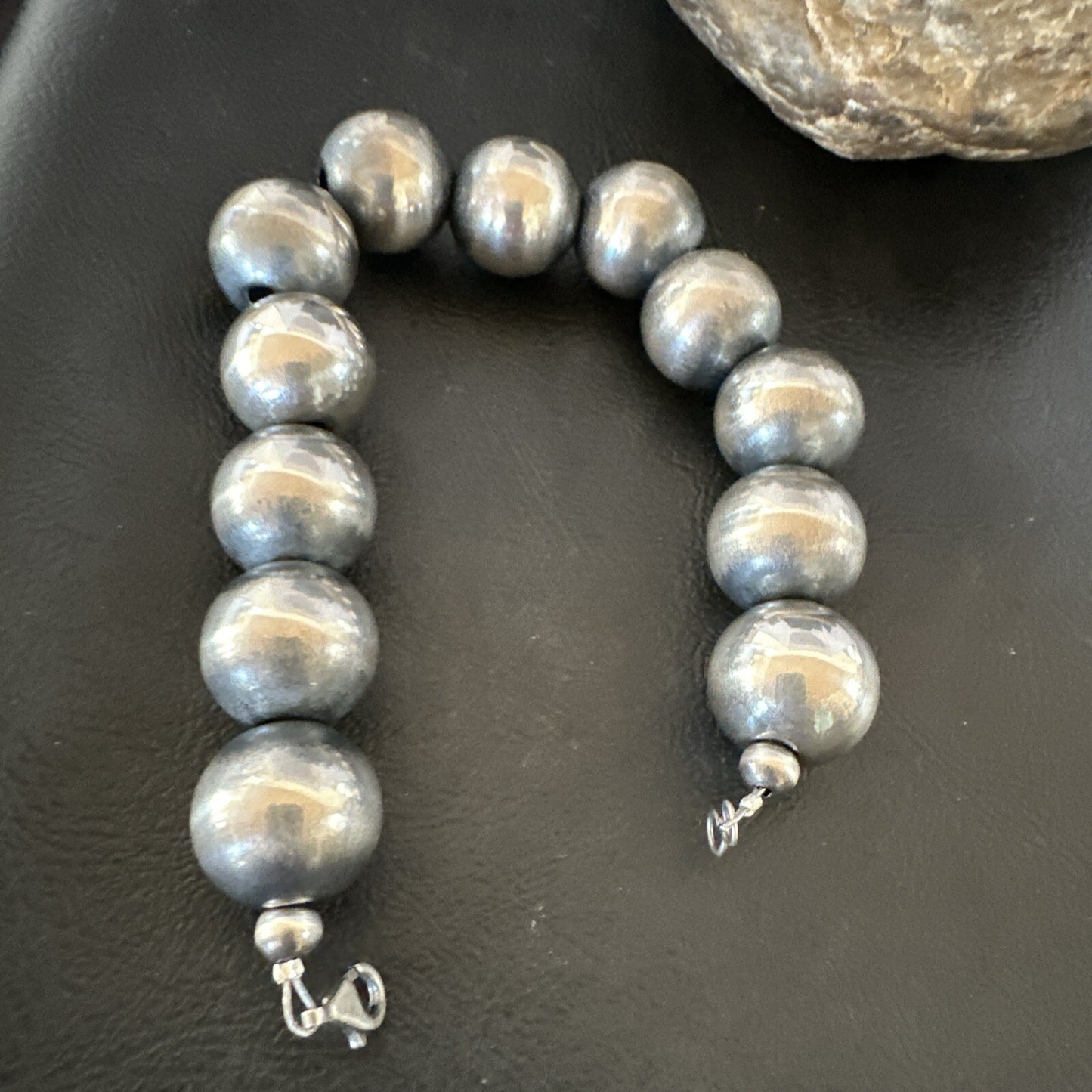 18mm Round Beads 8” Sterling Silver Beads Bracelet 91808