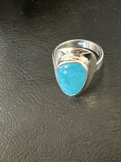 WoMens Sterling Silver Blue Kingman Turquoise Ring Size 7.5 17685