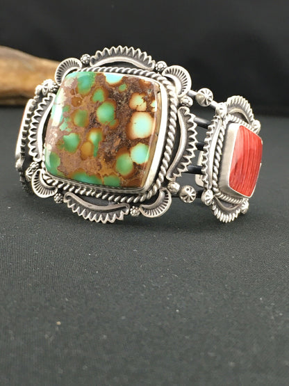 Royston Turquoise Spiny Oyster Navajo Sterling Silver Bracelet 1129