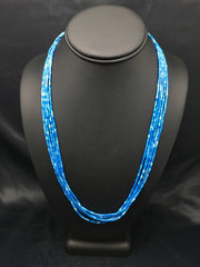 Navajo Denim Lapis 5S Tube Heishi Bead Necklace 19" | Sterling Silver | Authentic Native American Handmade | 3419