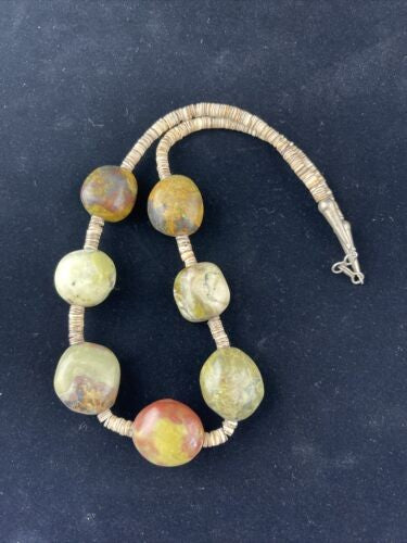 Native American Chunky Sterling Necklace Faceted Jasper Turquoise 17" 10077