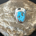 Southwestern Blue Kingman Turquoise Ring Size 8 | Sterling Silver | Authentic Native American Handmade | 18520