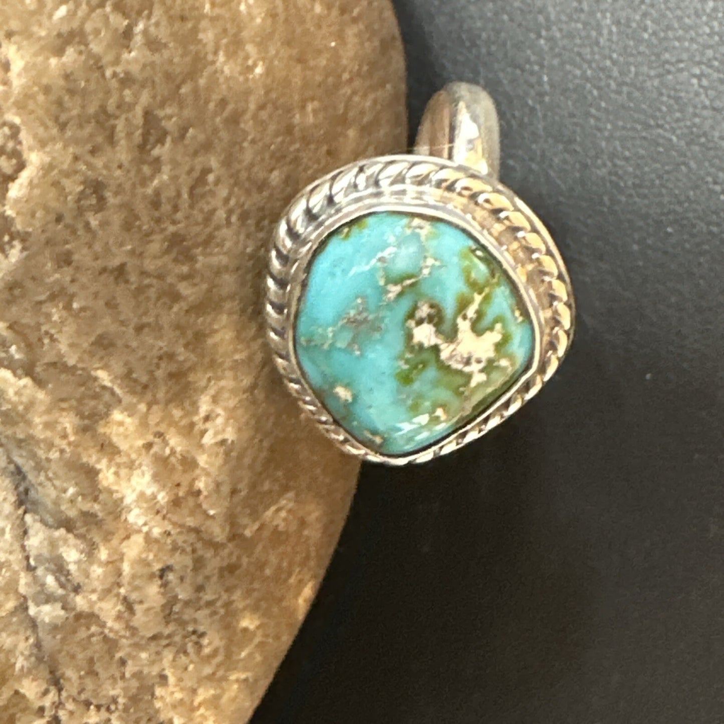 Womens Blue Sonoran Turquoise Navajo Sterling Silver Ring Size 9 18001