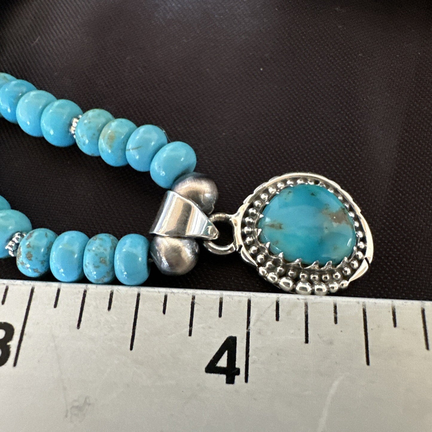 WoMens Blue Kingman Turquoise Pendant Navajo Sterling Silver Necklace 21" 17930
