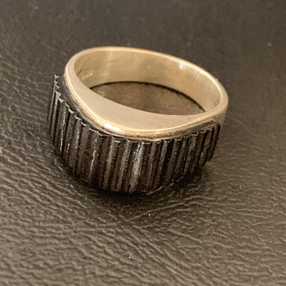 Black Onyx Indian Navajo Sterling Silver Band Inlay Ring Size 9 18803