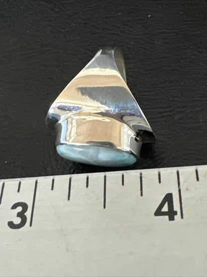 Womens Blue Larimar Navajo Sterling Silver Ring Size 5 17676