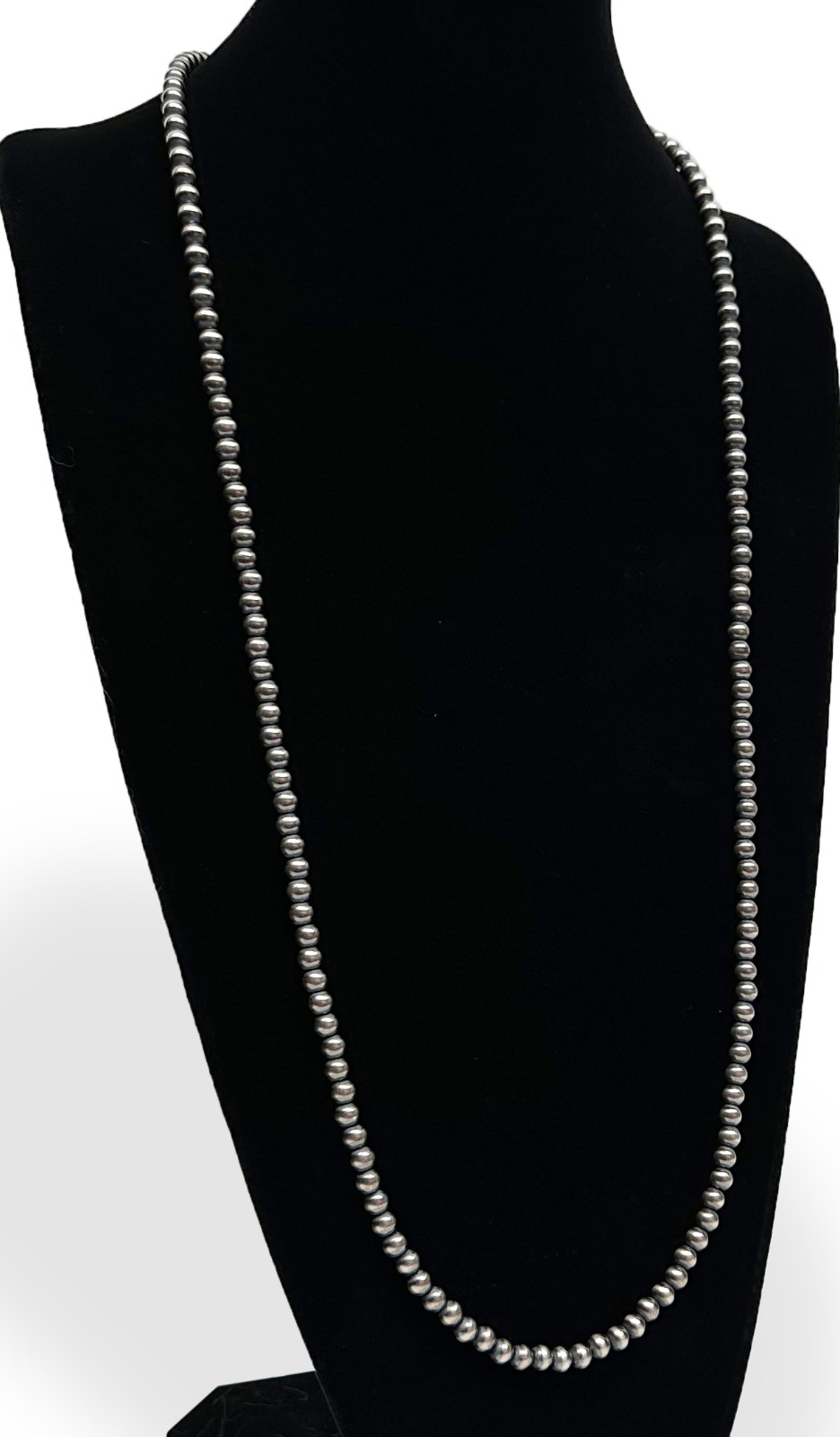 Native American 6mm Sterling Silver Navajo Pearls 36" Single Strand Necklace