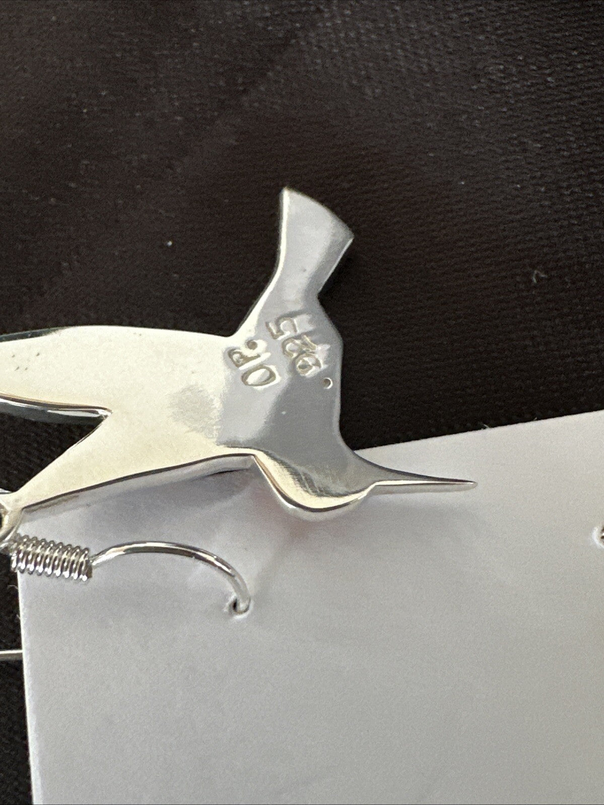 Orange Spiny Oyster Opal Sterling Silver Hummingbird Dangle Earrings 18552