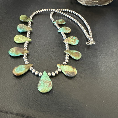 Navajo Pearls Sterling Silver Royston Turquoise 20" Necklace 00484