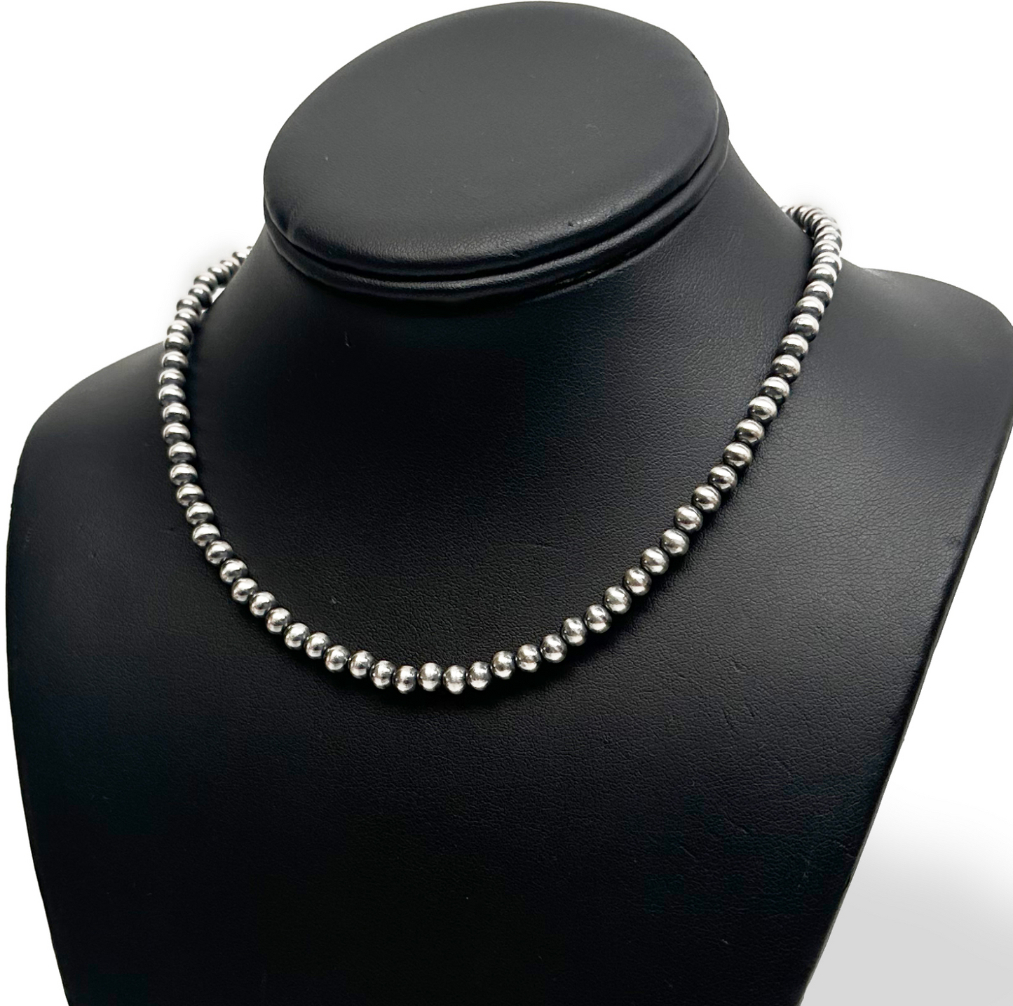 Popular Sterling Silver Navajo Pearls Native American 4mm Bead Necklace
