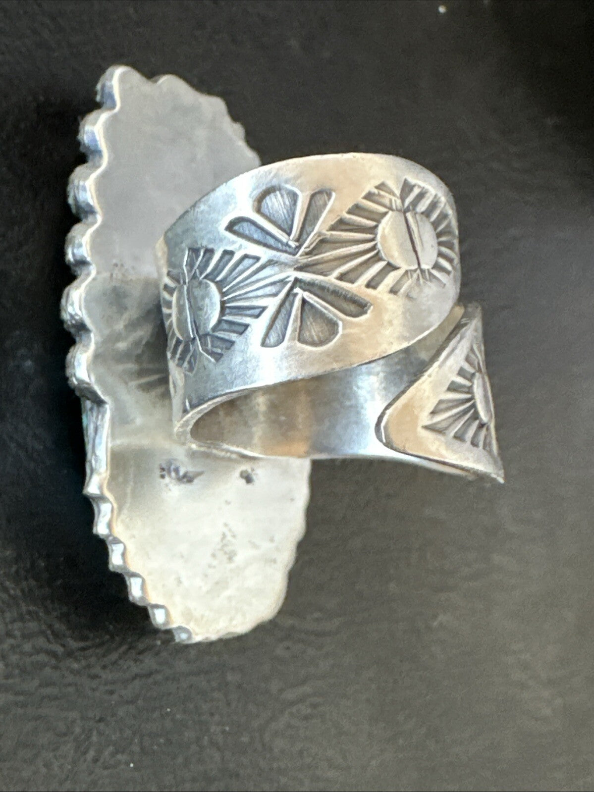 Navajo Sterling Silver Blue Kingman Turquoise Adjustable Ring Sz 7 18772