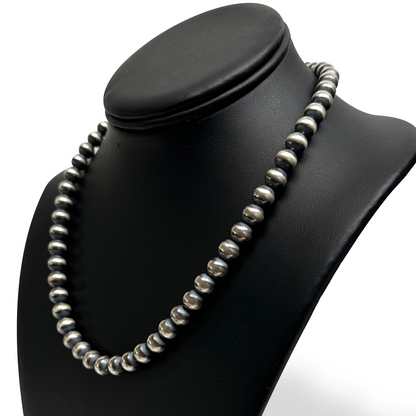 Native American 8mm Sterling Silver Navajo Pearls 14" Single Strand Necklace