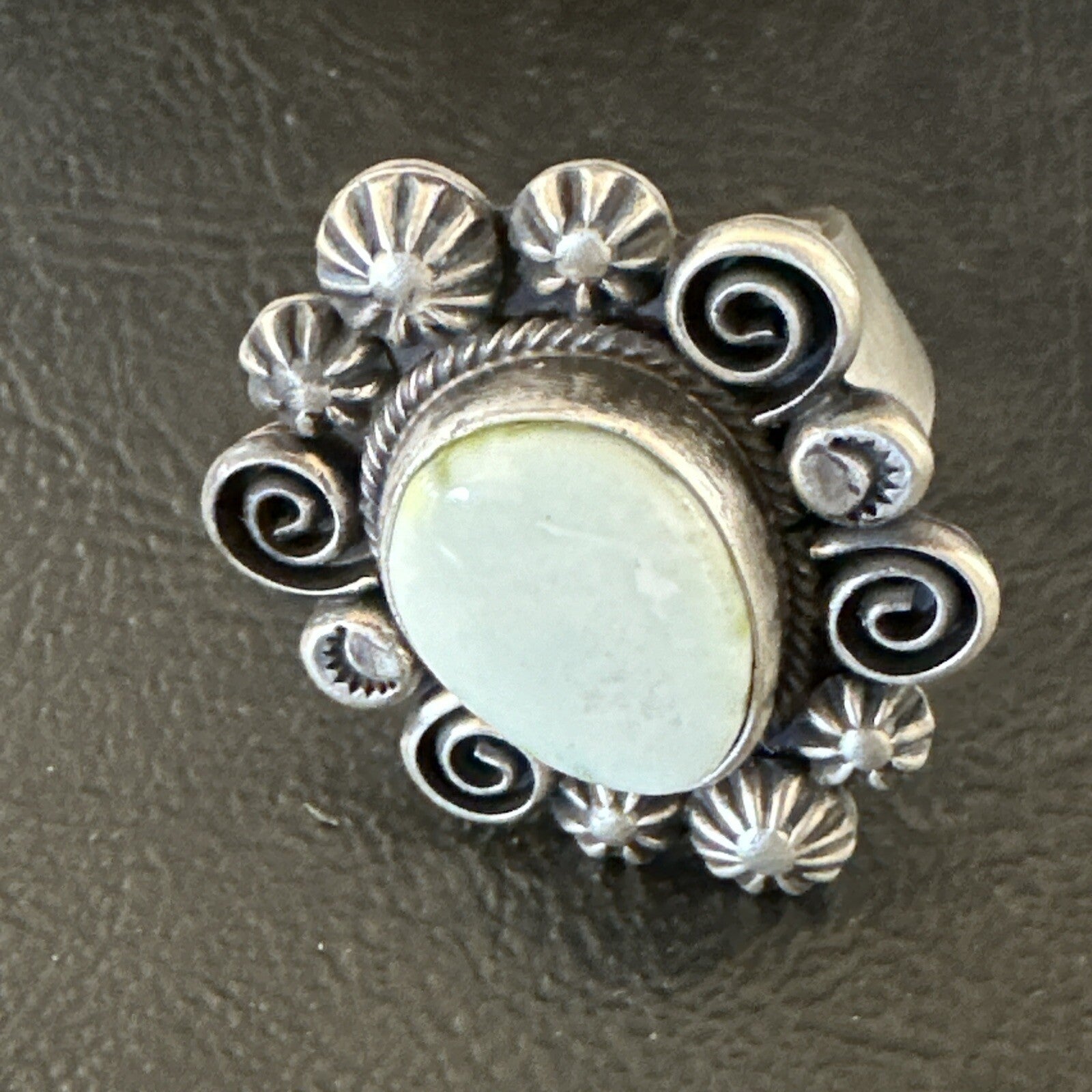 Women Blue Dry Creek Turquoise Navajo Sterling Silver Ring Sz 9 17773