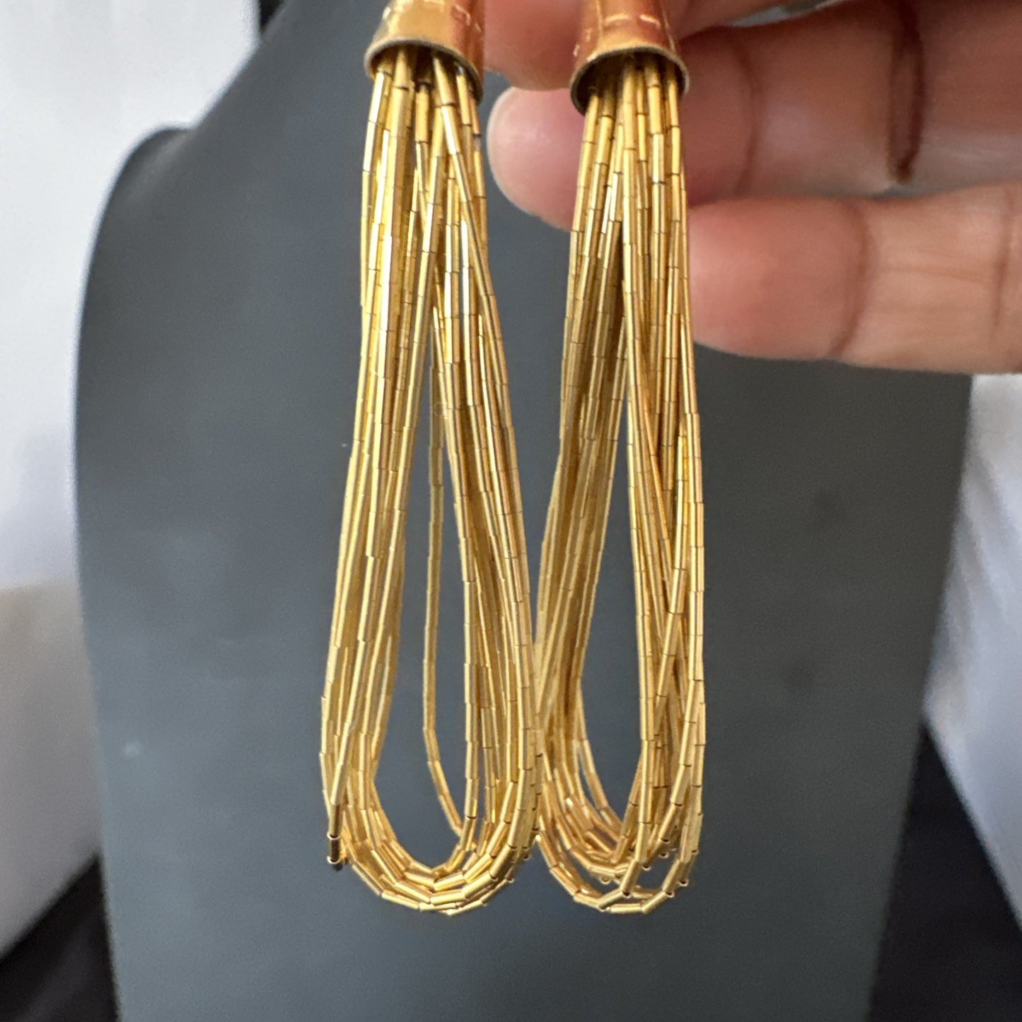 Liquid Sterling Silver Goldfilled 10 Strand Heishi Dangle 3" Earrings 19723