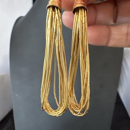 Liquid Sterling Silver Goldfilled 10 Strand Heishi Dangle 3" Earrings 19723