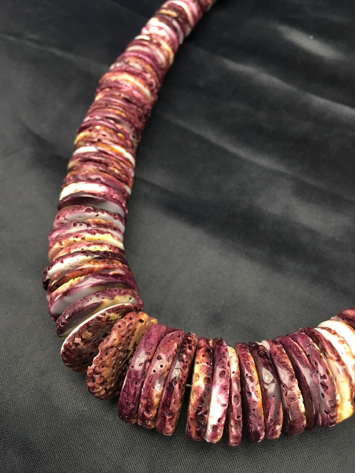 Purple Spiny Oyster Navajo Sterling Silver Beads Necklace 23" 02656