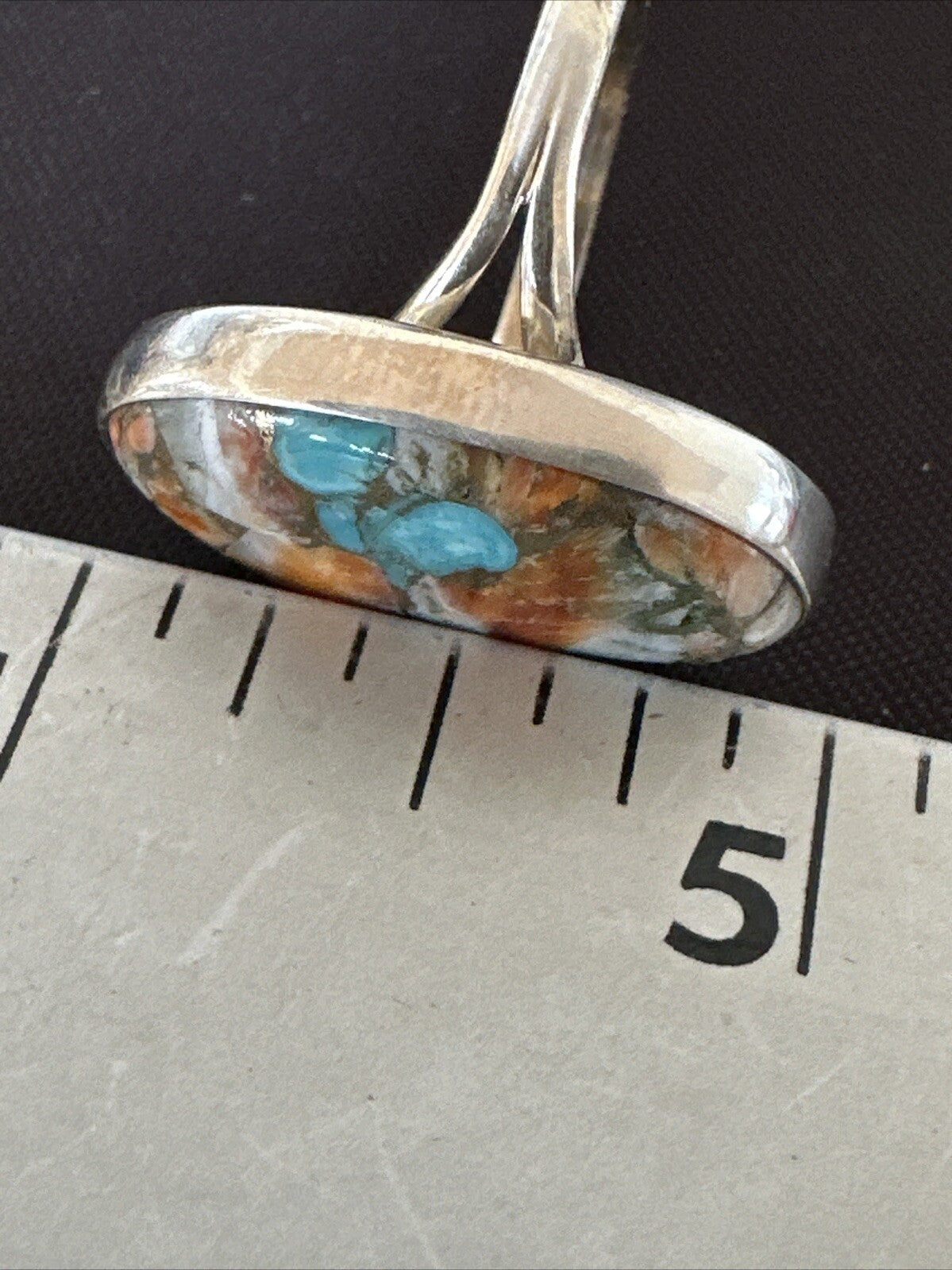 Turquoise Spiny Oyster Navajo Sterling Silver Ring Size 8 18209