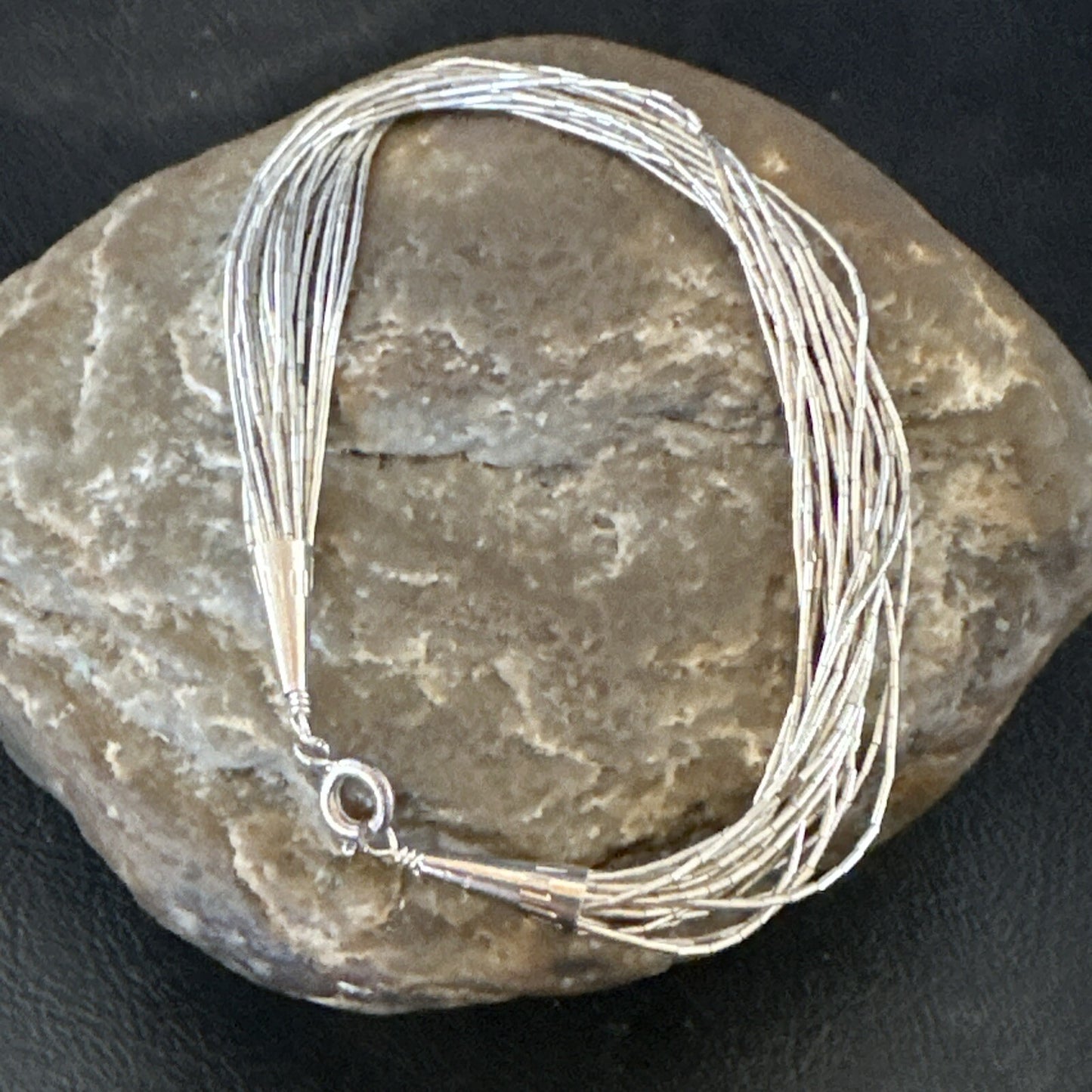 Womens Heishi Liquid Sterling Silver 20 Strands Bracelet 7.5" 1142