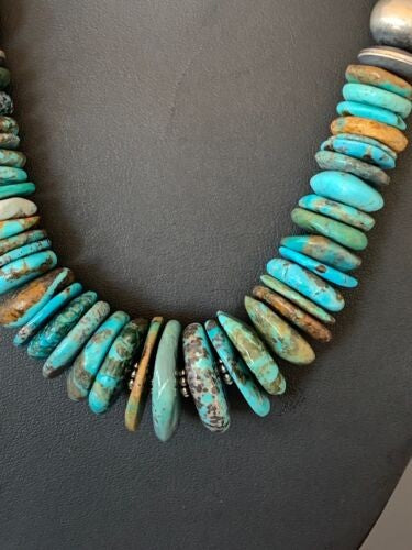 Navajo Graduated Turquoise Necklace Sterling Silver 18" 4242