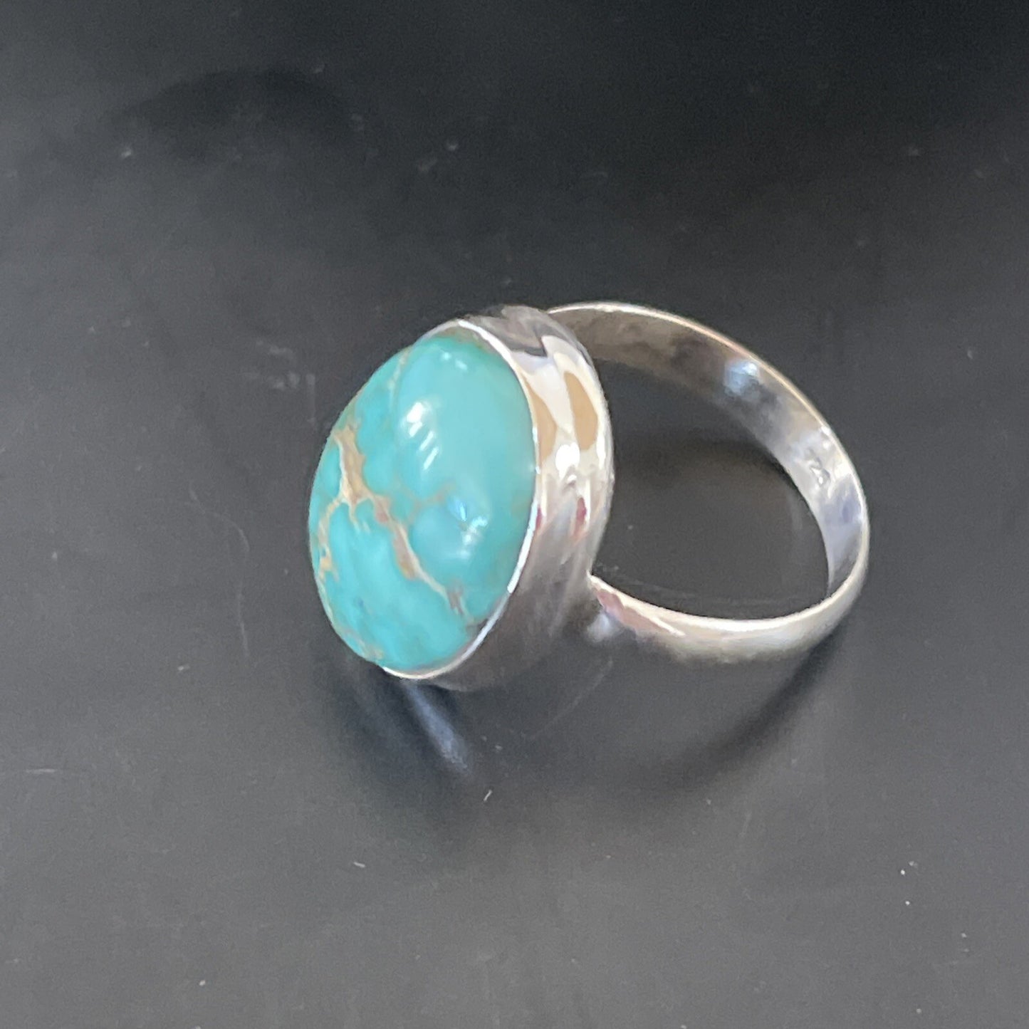 Native American Navajo Sterling Silver Blue Turquoise Ring Size 7 11415