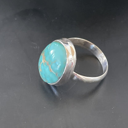 Native American Navajo Sterling Silver Blue Turquoise Ring Size 7 11415