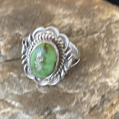 Green Gaspiete Navajo Sterling Silver Ring Size 8.5 11357