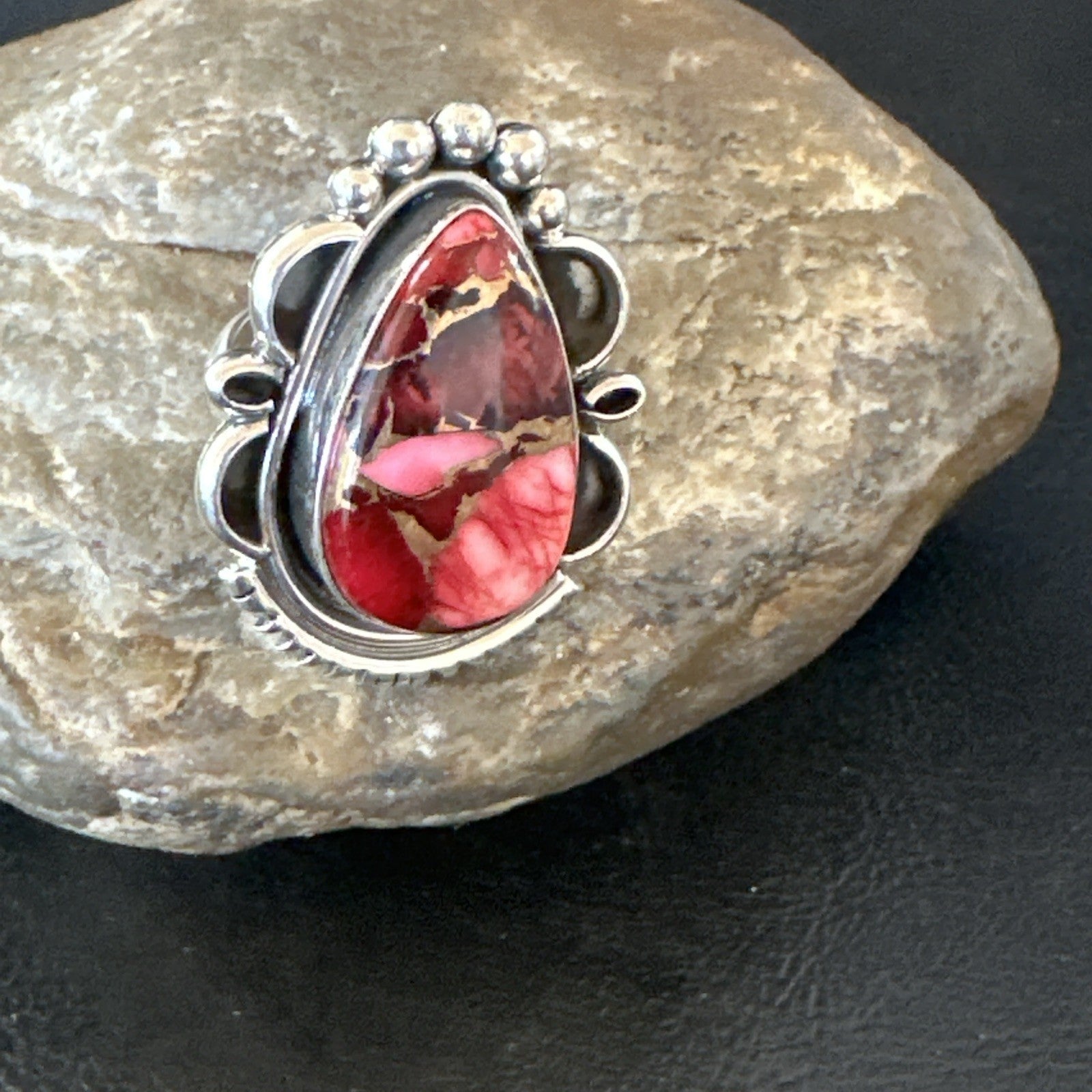 Purple Spiny Oyster Navajo Sterling Silver Native American Ring Size 6.5 19629