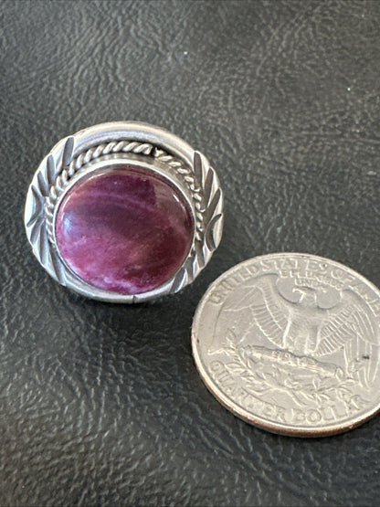 Womens Purple Spiny Oyster Navajo Sterling Silver Ring Size 8 18585