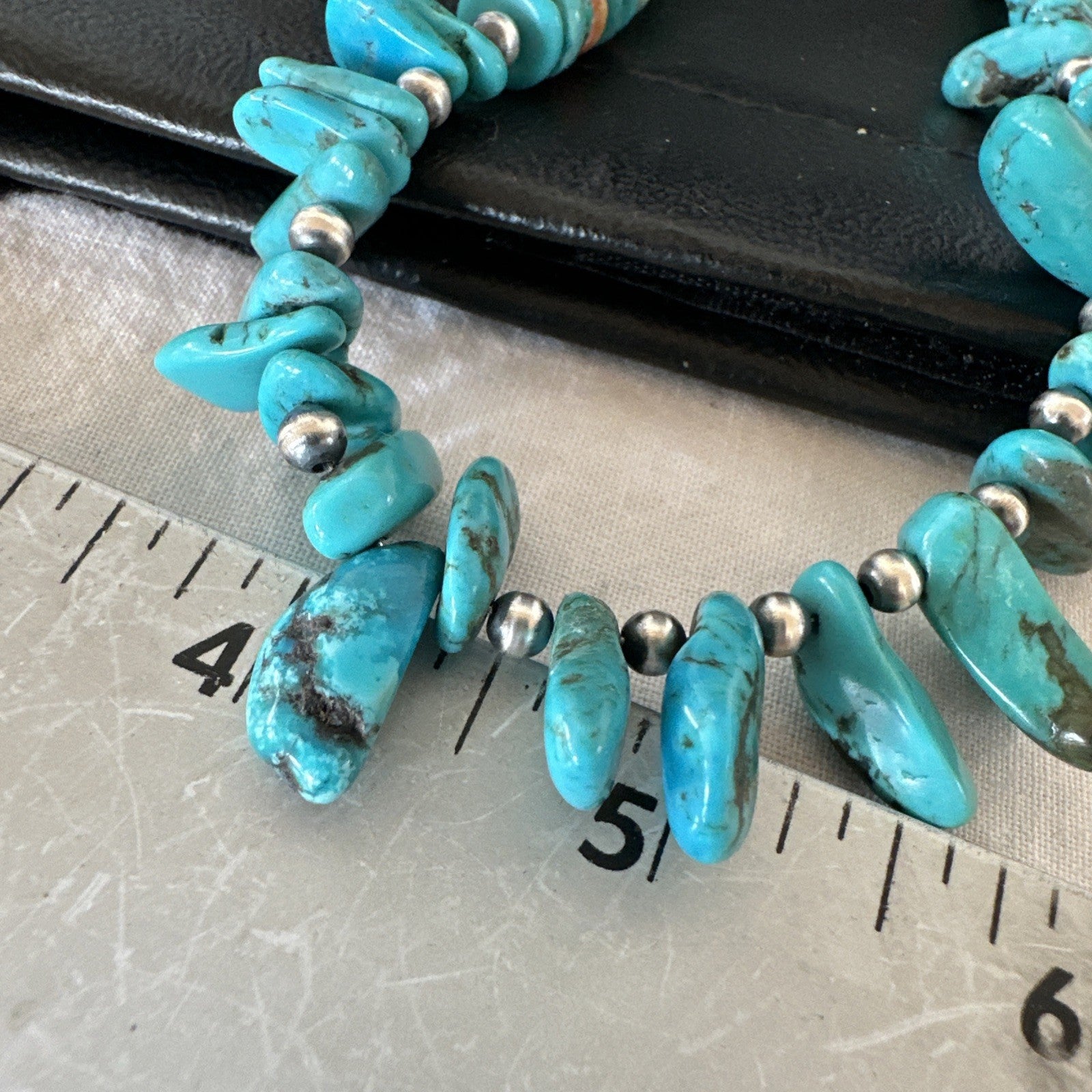 Mens Women Navajo Blue Turquoise Spiny Oyster Necklace Sterling Silver 24” 19506