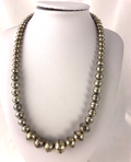 Hand Stamped Bench Graduated Navajo Pearls Necklace 20" | Sterling Silver | Authentic Native American Handmade | 335