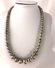 Hand Stamped Bench Graduated Navajo Pearls Necklace 20" | Sterling Silver | Authentic Native American Handmade | 335
