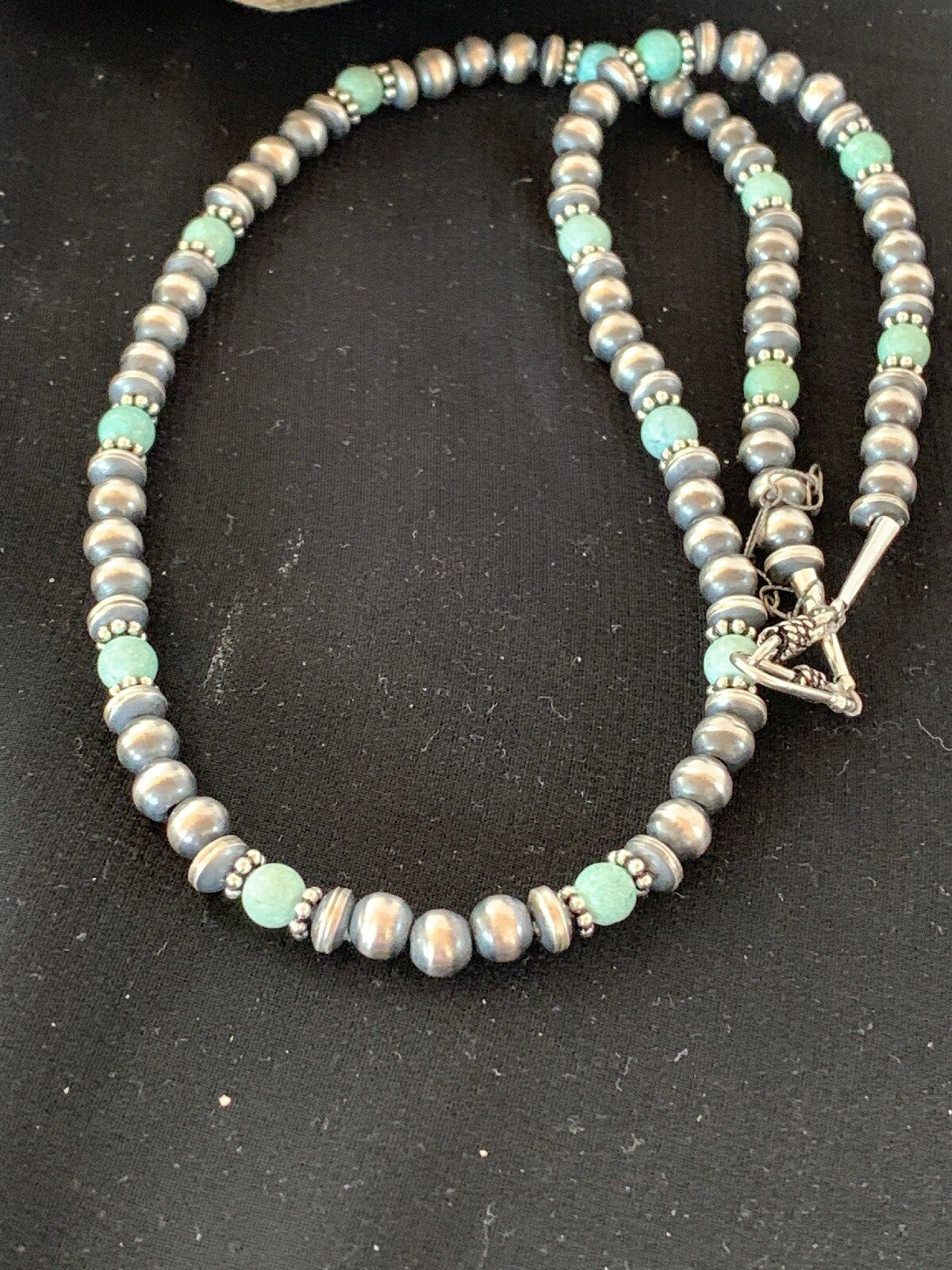 Navajo Pearls Sterling DRY CREEK Turquoise Bead Necklace 22" Sale 13310
