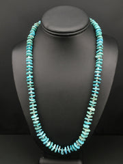 Blue Turquoise Graduated Navajo Pearls Necklace 23" | Sterling Silver | Authentic Native American Handmade | 01348