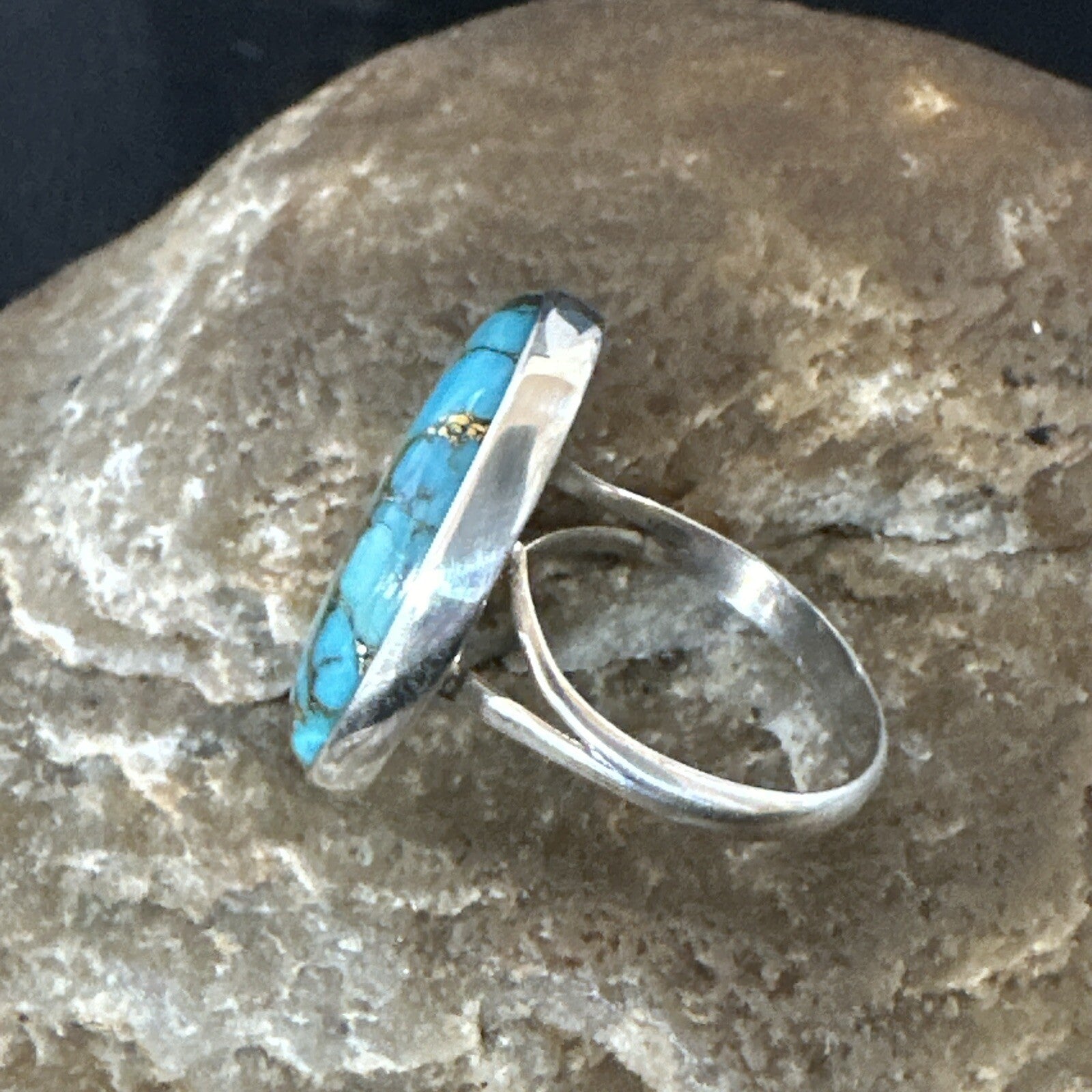 Mohave Native Navajo Sterling Silver Blue Turquoise Ring Sz 7 18240