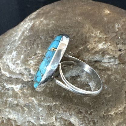 Mohave Native Navajo Sterling Silver Blue Turquoise Ring Sz 7 18240