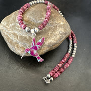 HummingBird Purple Spiny Sugilite Pendant Navajo Necklace | Sterling Silver | Authentic Native American Handmade | 19607