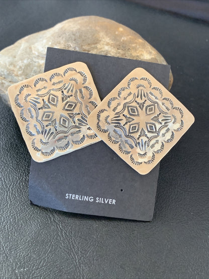 Sterling Silver Earrings Womens Navajo 01668N