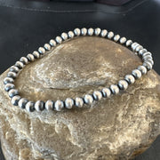 Stretch Navajo 5mm Beads 7"Bracelet | Sterling Silver | Authentic Native American Handmade | 90502