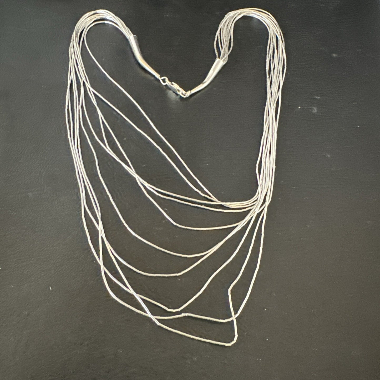 Graduated Bib Heishi Liquid All Sterling Silver 10S Necklace 20" 17244