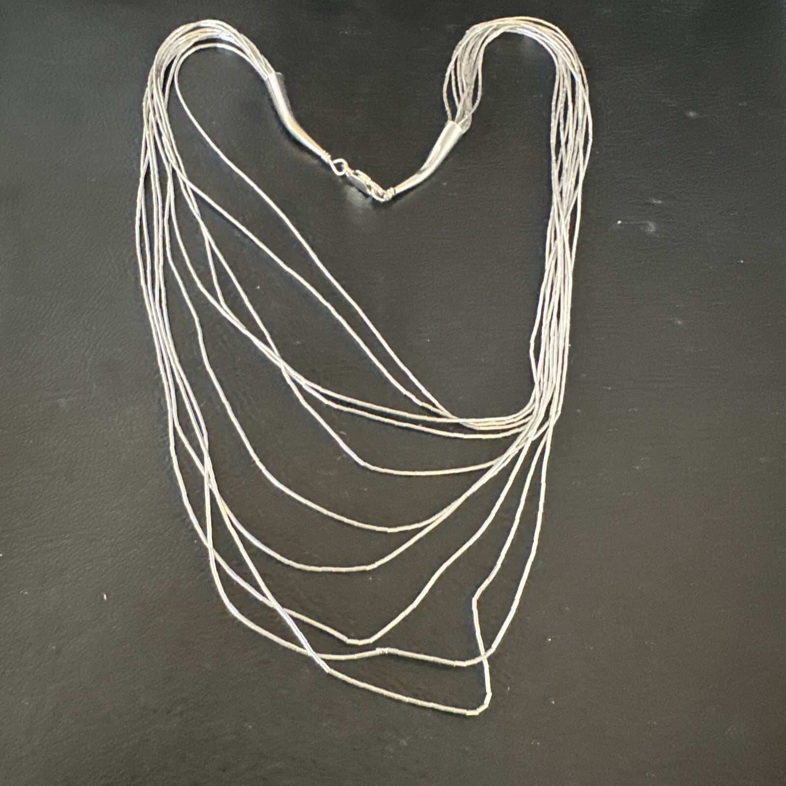 Graduated Bib Heishi Liquid All Sterling Silver 10S Necklace 20" 17244