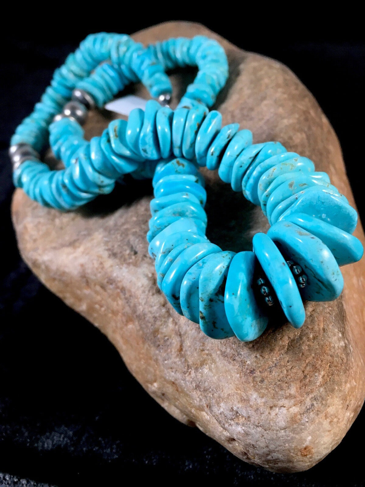 Native American Navajo Blue Turquoise Sterling Silver Necklace 21" 10078