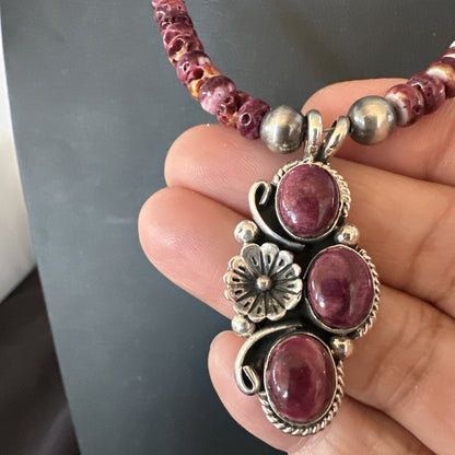Sterling Purple Spiny Sugilite Pendant Navajo Silver Necklace 19609