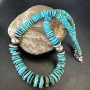 Graduated Blue Turquoise Navajo Pearls Necklace 19" | Sterling Silver | Authentic Native American Handmade | 18921
