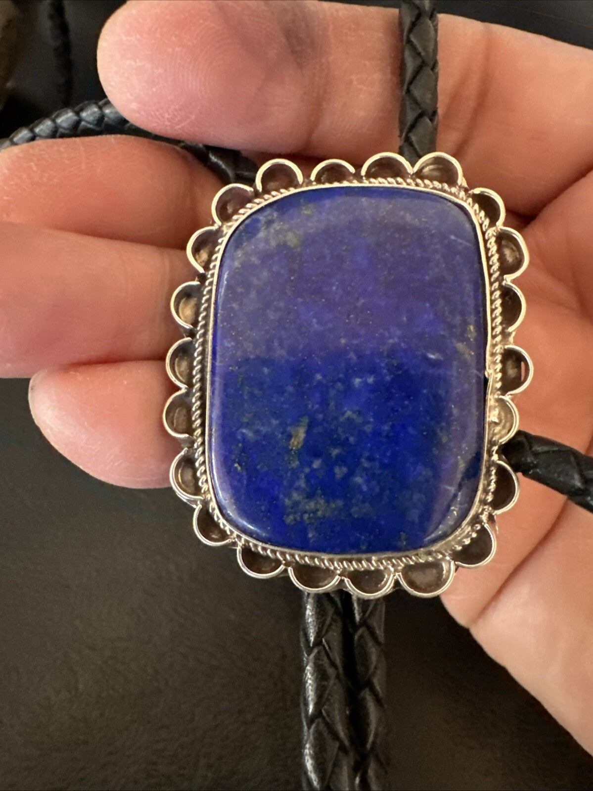 Mens Blue Lapis Lazuli Navajo Sterling Silver Bolo Tie 18660