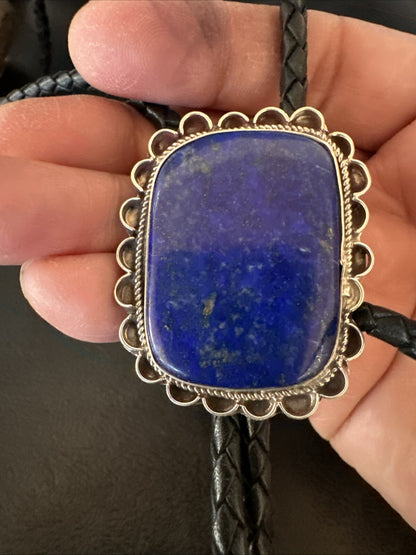 Mens Blue Lapis Lazuli Navajo Sterling Silver Bolo Tie 18660