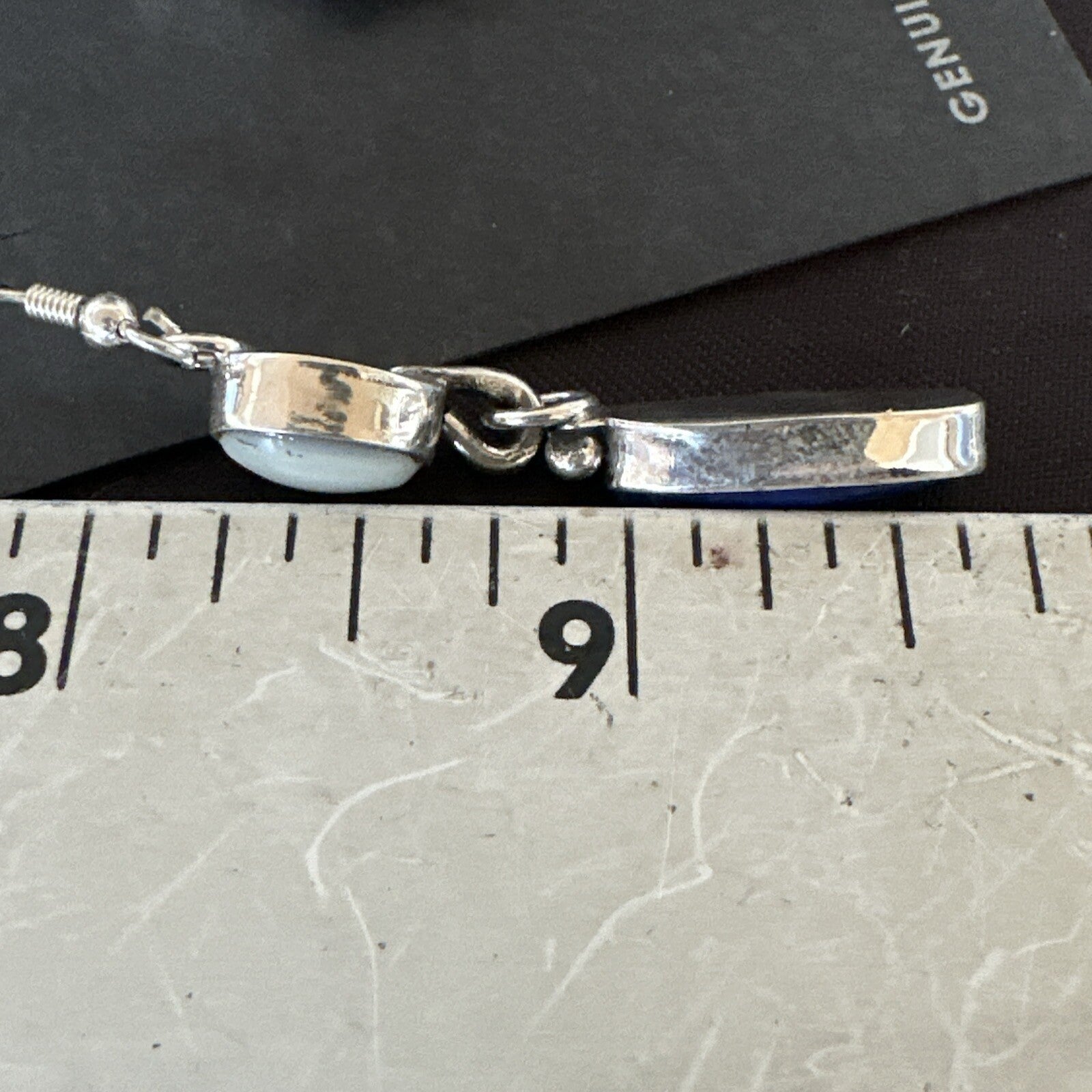 Navajo White MOP Blue Lapis Sterling Silver Dangle Earrings 18183