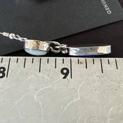 Navajo White MOP Blue Lapis Sterling Silver Dangle Earrings 18183