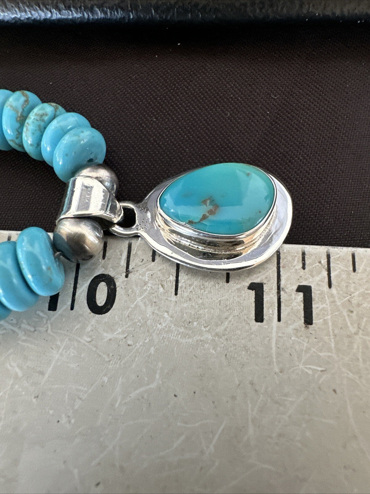WoMens Blue Kingman Turquoise Pendants Navajo Sterling Silver Necklace 19” 18166