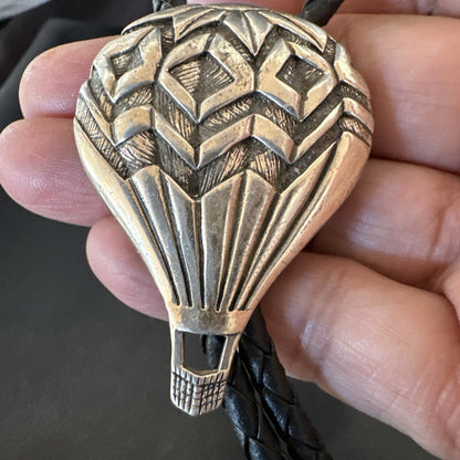 Mens Hot Air Balloon Navajo Sterling Silver Bolo Tie 18774